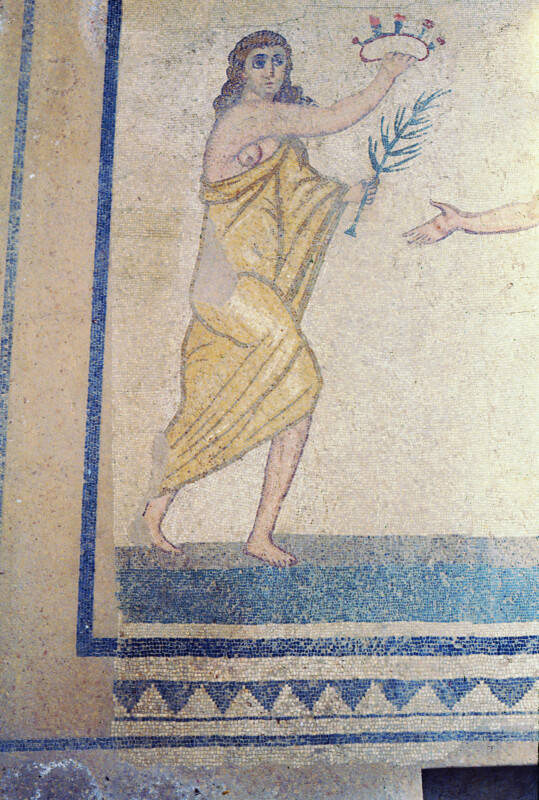 Piazza Armerina, Mosaic, Performance or Athletic Competition, Woman with Crown and Palm