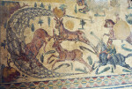 Piazza Armerina, Mosaic of the Little Hunt, Stags Captured in a Net