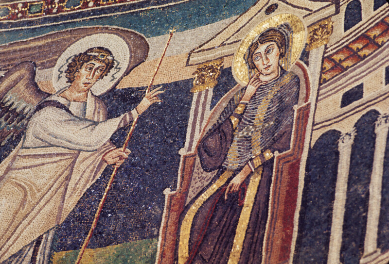 Poreč, Cathedral of Eufrasius, mosaic, north side of apse, Annunciation