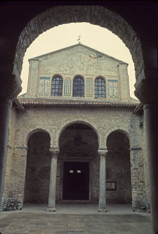 Poreč, Cathedral of Eufrasius, west entrance viewed through the atrium