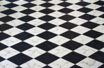 A Black and White Checked Floor