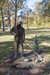 A Bronze Sculpture of a Farmer in a Public Park