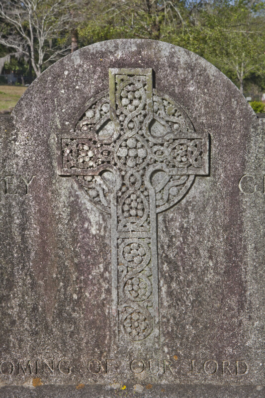 A Celtic Cross on a Headstone
