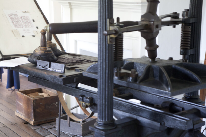 A Close-Up of a Metal Printing Press