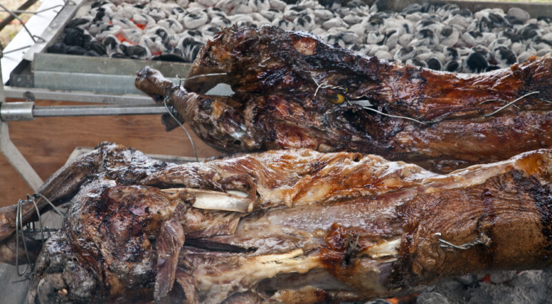 A Close-Up of Spit-Roasted Lamb