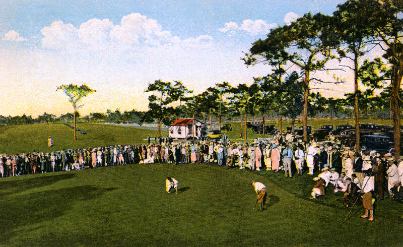 A Crowd Watches a Close Golf Match at Pasadena Golf Course in St. Petersburg, Florida