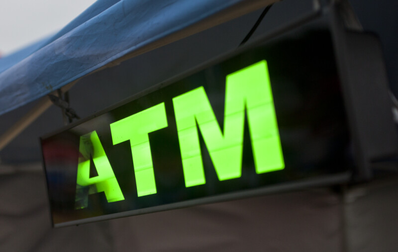 A Lighted ATM Sign