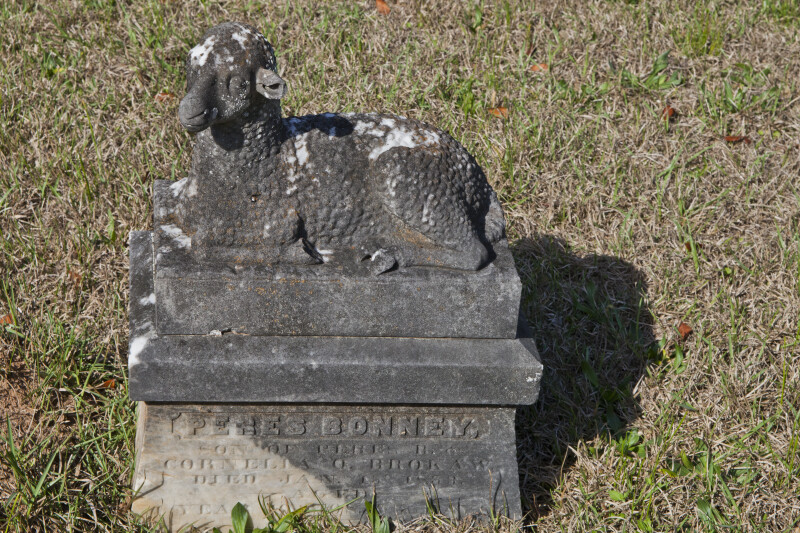 A Sculpted Lamb on a Grave Marker