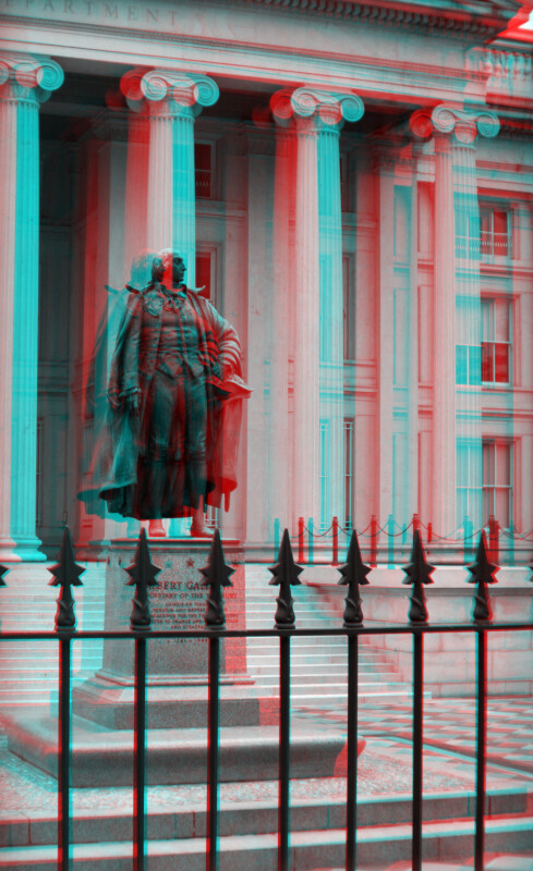 A Statue of Albert Gallatin, outside the U.S. Treasury Building