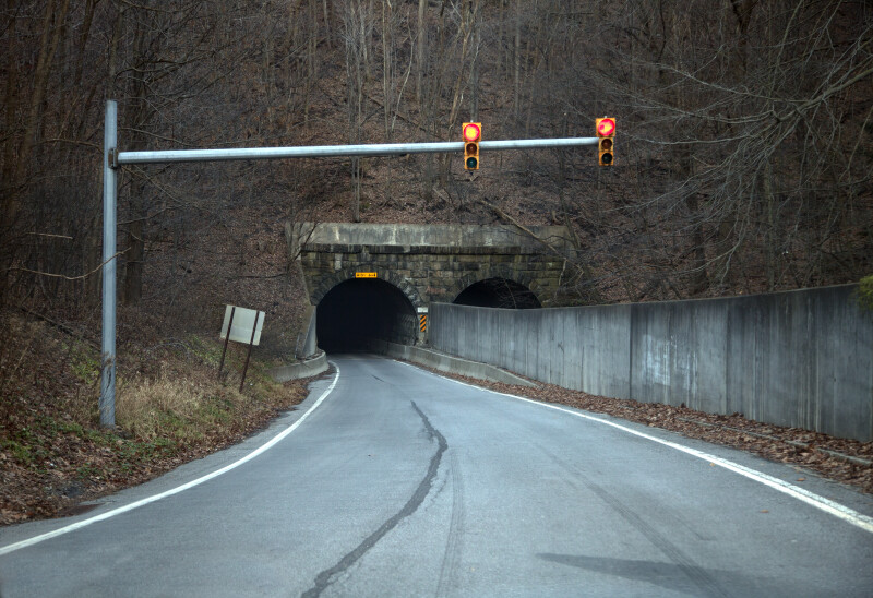 A Traffic Light near a Tunnel