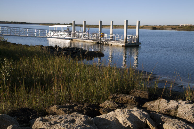 A View of the Passenger Ferry and Boat Dock as seen from the Shoreline at Fort Matanzas