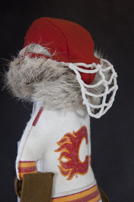 Alberta Canada Hockey Goalie Made with Reindeer Fur (Side Close Up)
