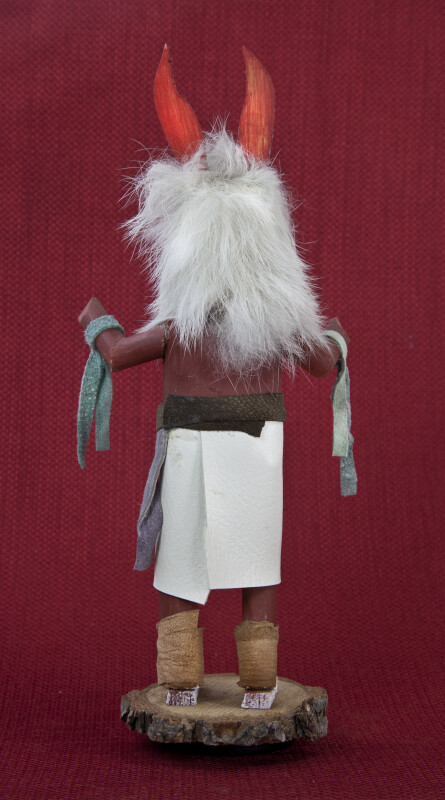 Arizona Kachina Doll, Called Wolf, with Leather Accessories and Rabbit Fur  (Back View)