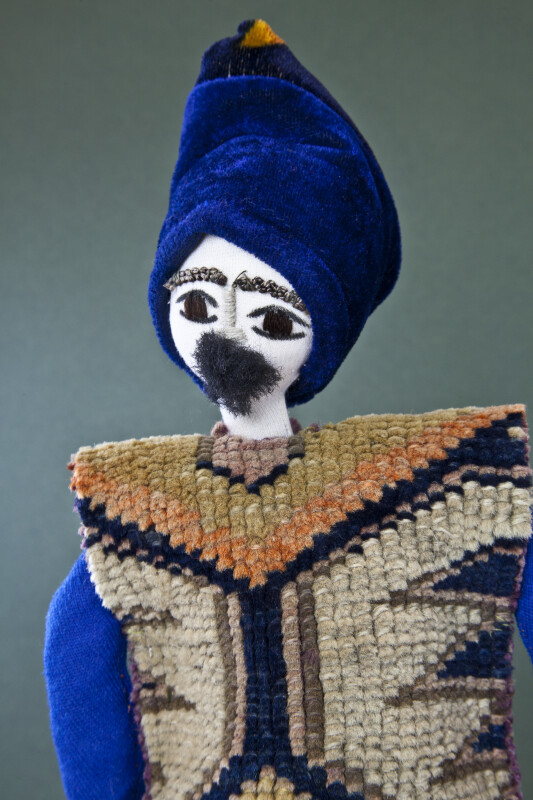 Armenia Male Doll with Hand Embroidered Face and Mustache (Close Up)