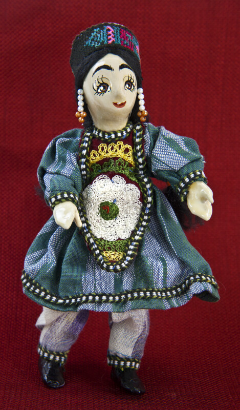 Azerbaijan Female Doll with Wooden Head, Hands and Feet (Full View)
