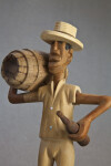 Bahamas Male Figure Carved from Wood and Wearing a Hat (Three Quarter View)