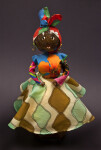 Barbados Hand Made Female Doll from Barbados with Coconut Head (Full View)