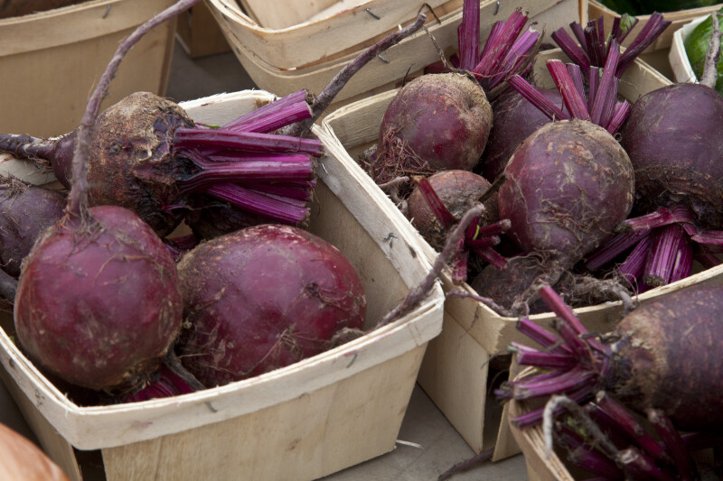 Beets in Small, Wooden Baskets