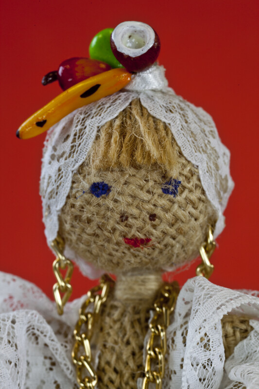Brazilian Lady Doll Made from Burlap (Close-Up of Face)