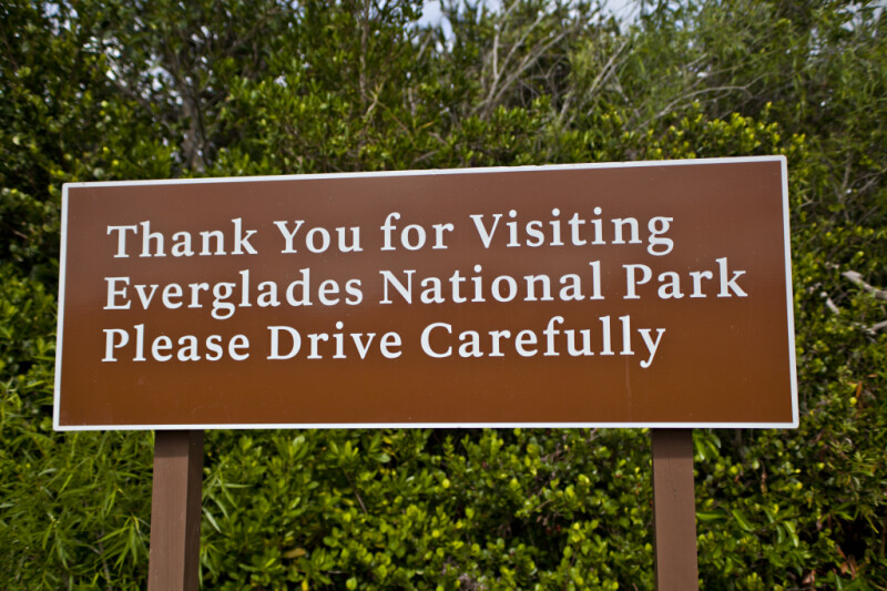 Brown Sign at Shark Valley of Everglades National Park