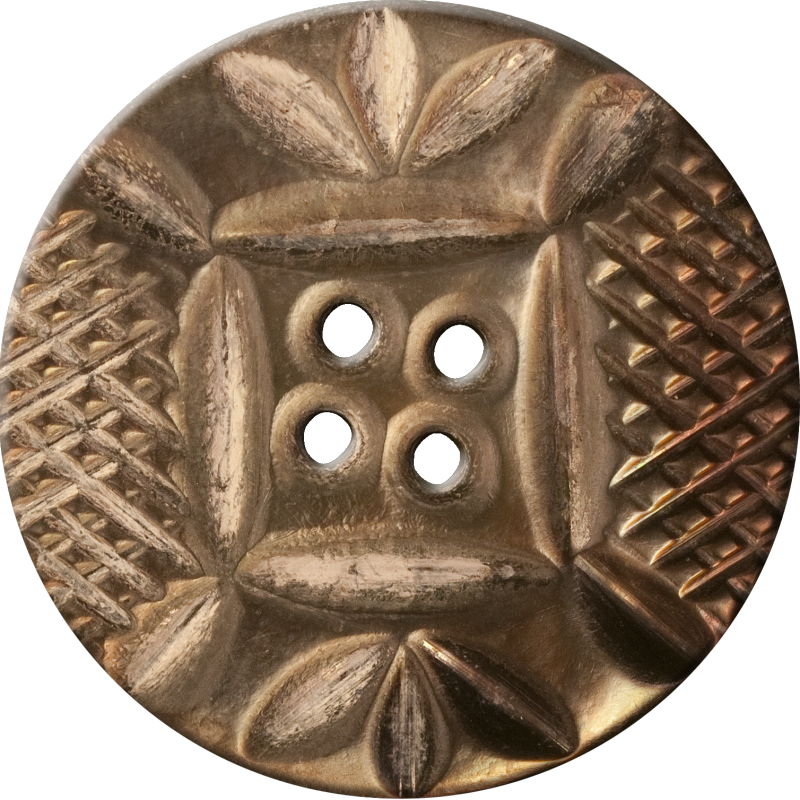 Button with Diamond Mesh and Leaf Pattern, Copper