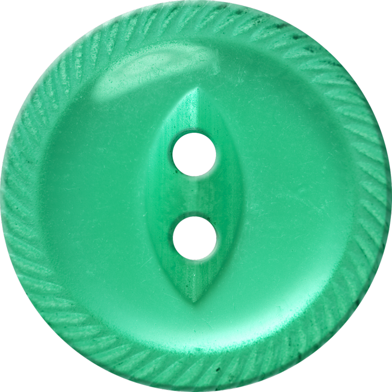 Button with Incised Border and Almond-Shaped Center, Blue-Green