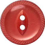 Button with Incised Border and Almond-Shaped Center, Red