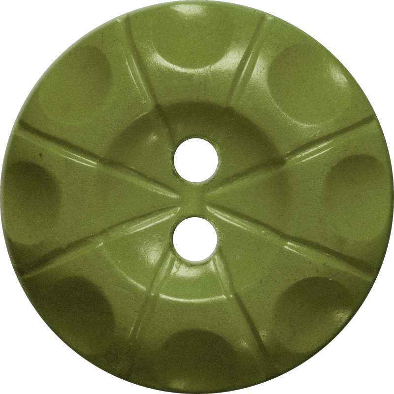 Button with Radial Line and Circle Design, Avocado