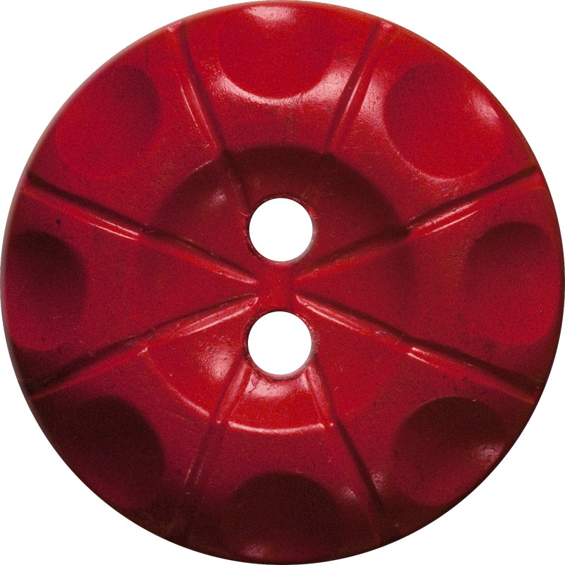 Button with Radial Line and Circle Design, Red