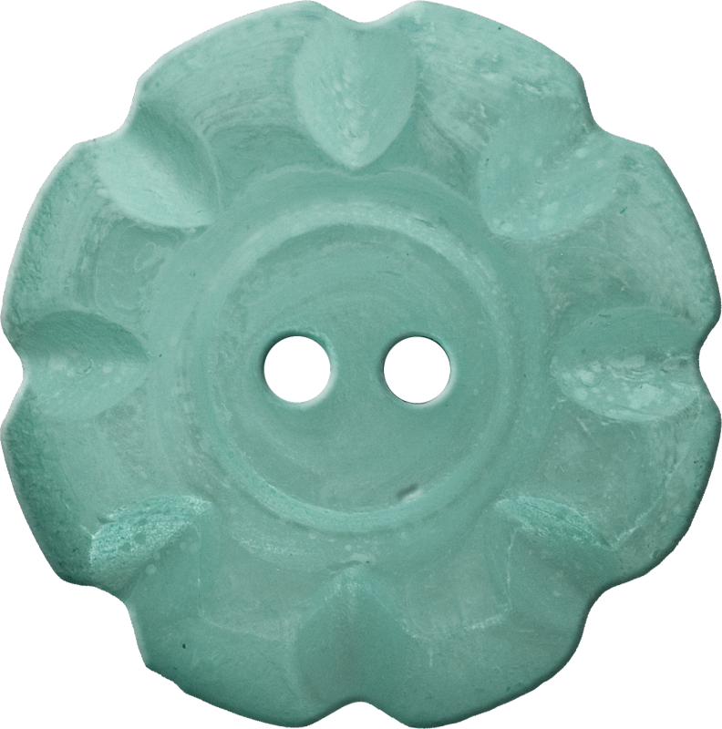 Button with Scalloped Border, Blue-Green