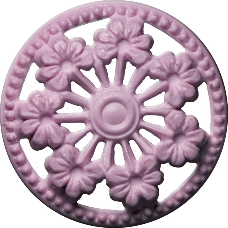 Button with Seven Flowers and Cut-Outs, Pink