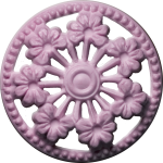Button with Seven Flowers and Cut-Outs, Pink