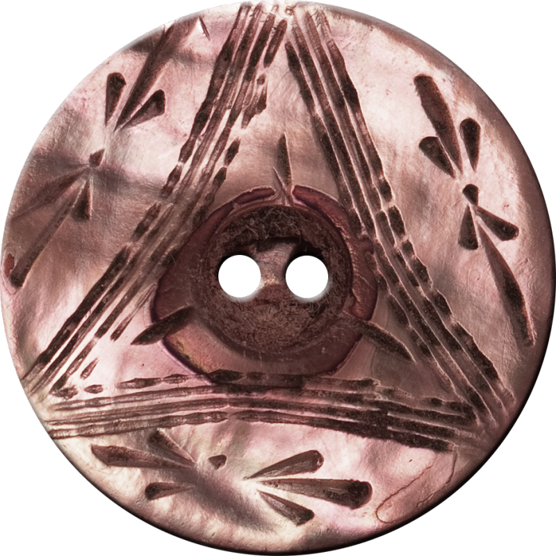 Button with Triangle and Floral Design, Brown