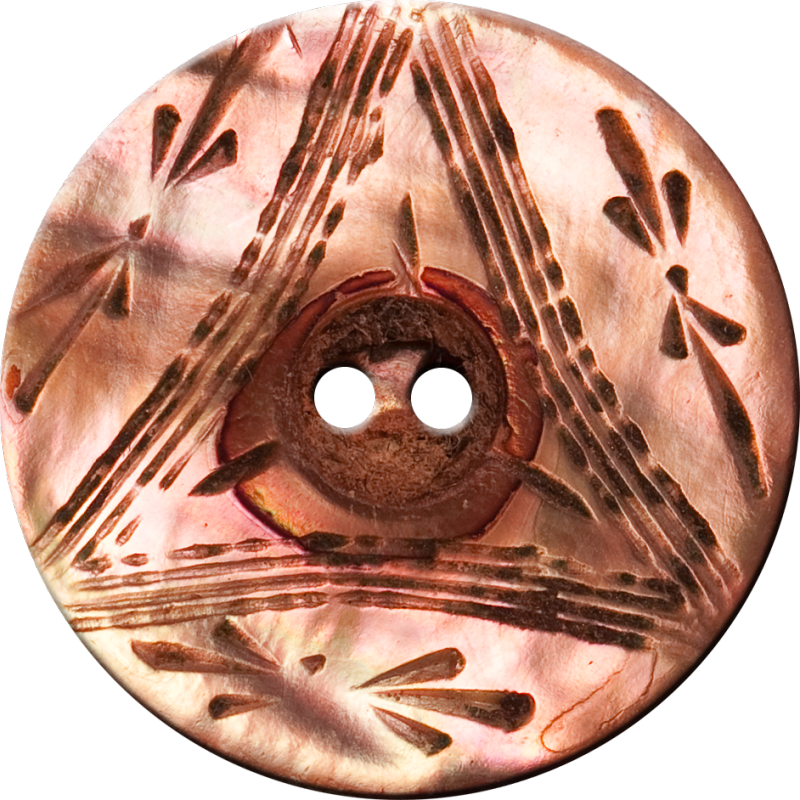 Button with Triangle and Floral Design,  Copper