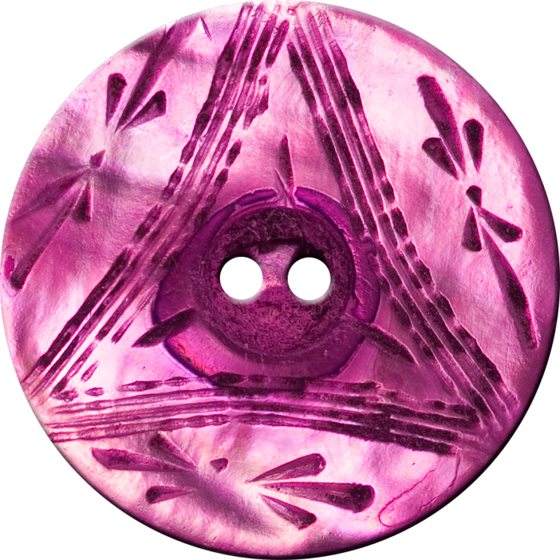 Button with Triangle and Floral Design, Red-Violet