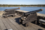 Cannons on Gundeck with a Leather Covering over the Opening