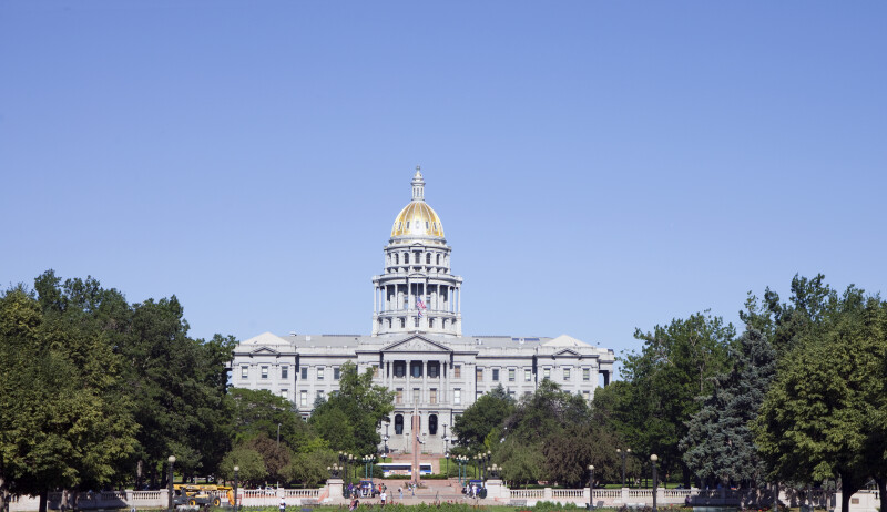Cars in Front of Colorado State Capitol Building