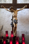 Close-up of the Crucifix in the Mission Concepción Belfry