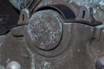 Close-Up View of a 9-Inch, Oxidized, Bronze Mortar