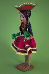 Colombia Handcrafted Female Figure with Wool Shawl and Skirt (Three Quarter View)