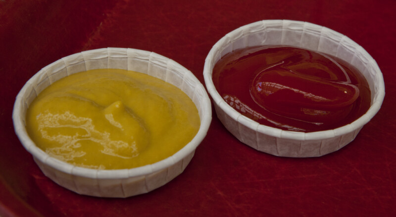 Condiments on a tray