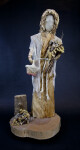 Costa Rica Handcrafted Figure Made with Wood, Corn Husks, and Fish Net (Full View)