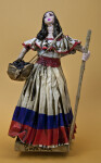 Costa Rica Woman Made with Paper Mache Carrying a Sack of Coffee Beans (Full View)
