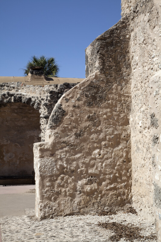 Curved Exterior Wall at Mission Concepción
