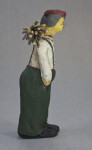 Cyprus Handcrafted Male Figure Wearing Baggy Trousers, White Shirt, and Maroon Beret Hat (Side View)