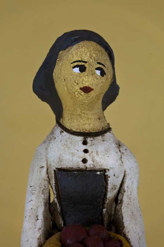 Cyprus Lady Doll Made from Rough Clay/Ceramics with Hand Painted Features (Close Up)