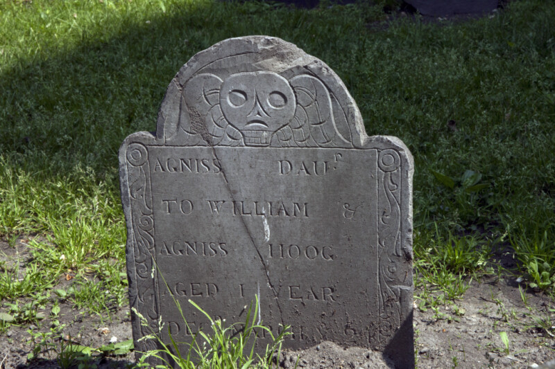 Death's Head Carve on a Tablet Headstone