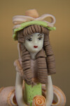 Dominican Republic Cold Porcelain Figurine of Young Girl with Curls and Bonnet (Close Up)