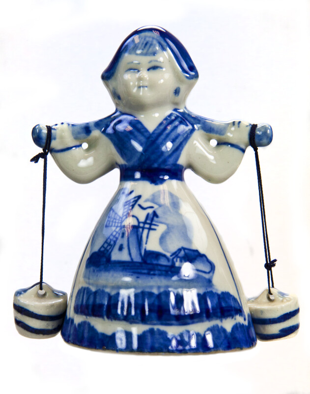 Netherlands Dutch Delft Milk Maid with Yoke and Buckets (Light Background)