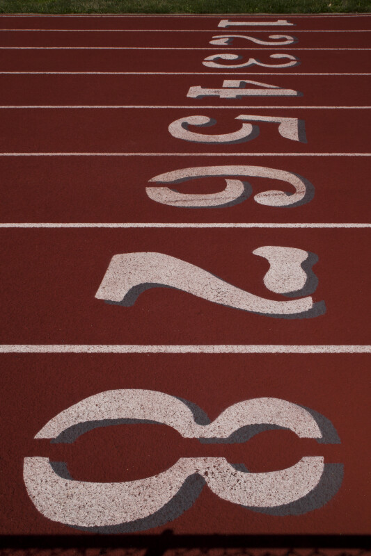 Eight Lanes of a Running Track at Gateway High School